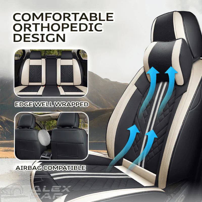 Zetas Car Seat Cushion Full Set Universal Waterproof Breathable Vehicle Leather Cover for Cars, SUV, Pick-up Truck